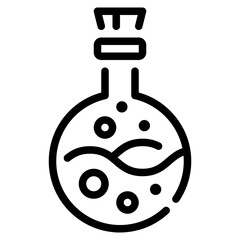 A minimalist design showcasing a laboratory flask, filled with liquid and bubbles, perfect for scientific themes and educational use.