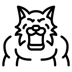 A striking illustration of a wolf's head, featuring bold lines and a fierce expression, suitable for various designs.