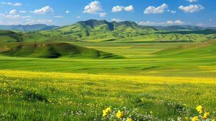 Obraz premium Beautiful and Fresh Landscape Background Picture - a captivating and serene visual. The beautiful and fresh landscape creates an enchanting and peaceful scene.