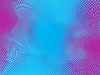 Abstract blue and pink halftone background with a swirling pattern.