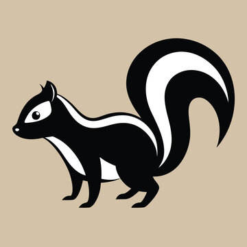 recommend clip art: Solid color Skunk animal vector design