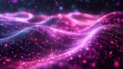 Fototapeta premium Technology background with a stream of purple particles, representing the flow of digital information.