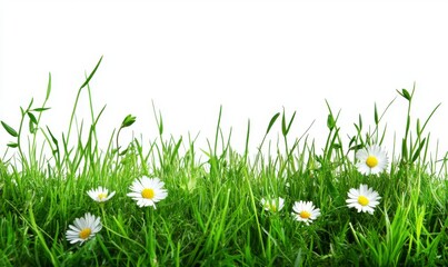 green grass with flowers