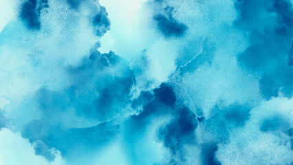 Blue and Green Watercolor Background. Luxury abstract light blue watercolor texture background, watercolor abstract texture with white clouds and blue sky, 	