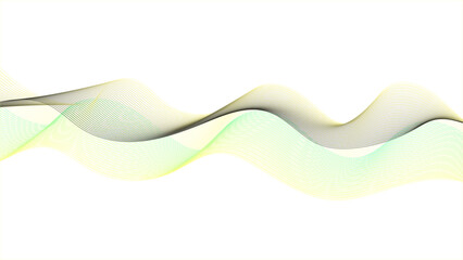 Flowing yellow and green abstract waves on a white background. Abstract colorful waves with a red, green, and yellow color
