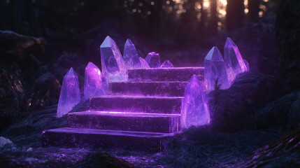 Mystical Crystal Podium with Purple Aura