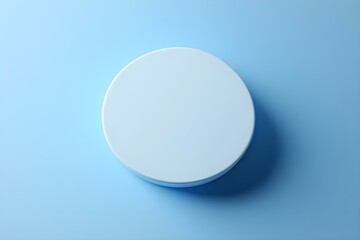 3d podium top view on a blue background. Circle stand for product. Soft minimalist platform for beauty presentation design