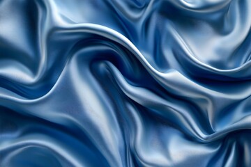 Obraz premium Blue silk luxury background. Satin fabric texture. Abstract crumpled textile waves. Elegant wallpaper design for cosmetics and beauty