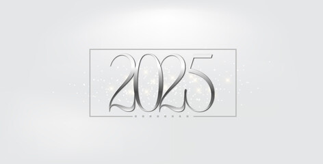 Silver glittering numbers display Happy New Year 2025 symbolizing celebration and joy for the upcoming year