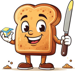 A vector illustration of a piece of toast with arms Illustration