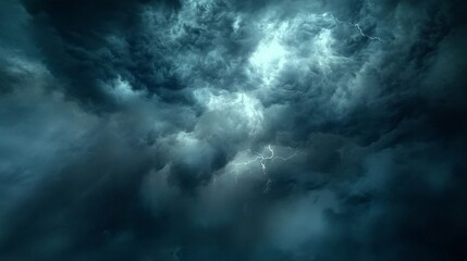 Obraz premium Ominous Storm Clouds Filled with Lightning and Turbulence