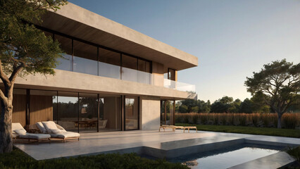 Fototapeta premium Modern Luxury Villa with Elegant Design and Stunning Exterior