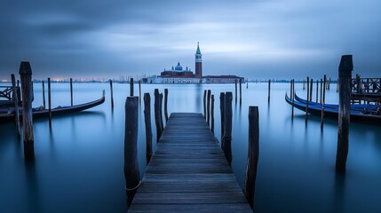 Venice at dawn, abandoned, in a contemporary style.