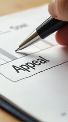 Fototapeta premium Close-up of pen writing on appeal document paper form