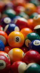 Colorful pool balls creating a vibrant background effect