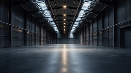 Abandoned Dark Warehouse A Hauntingly Empty Space Filled with Echoes of the Past