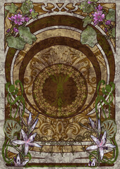brown plants art-nouveau BG