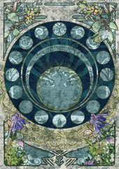 blue plants art-nouveau BG