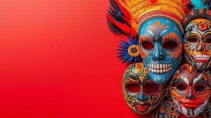 Naklejka premium Colorful Mexican Masks for Festive Decorations