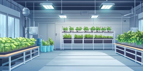 Fototapeta premium Innovative Hydroponic Greenhouse Maximizing Space and Efficiency in Modern Agriculture