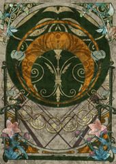 green plants art-nouveau and deco BG
