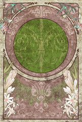 pink and green plants art-nouveau BG