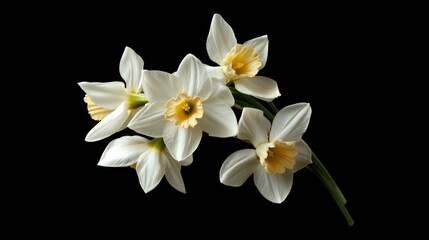 Isolated daffodils on black