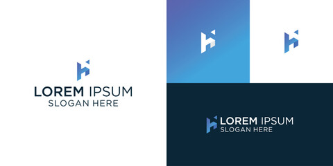 letter h and i blue modern minimal logo