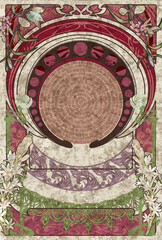red and dark brown art-nouveau BG