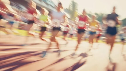 Blurred Motion of Runners on the Racetrack Capturing the Spirit of Competition