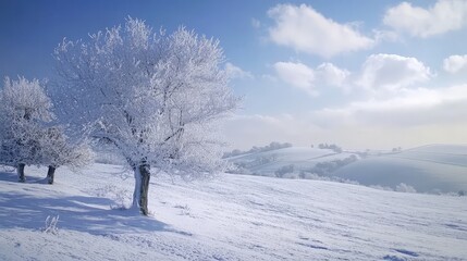 Obraz premium Peaceful Winter Wonderland by the Frozen Lake