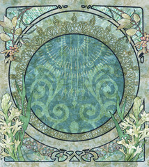 light blue and white antique art-nouveau BG