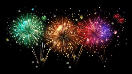 Fototapeta premium Spectacular Display of Colored Fireworks Lighting Up the Night Sky in a Dazzling Festival Celebration