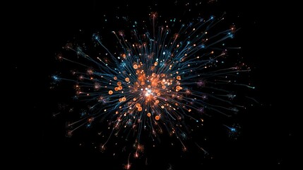 Fototapeta premium Explosive Display A Kaleidoscope of Colored Fireworks Illuminating the Night Sky