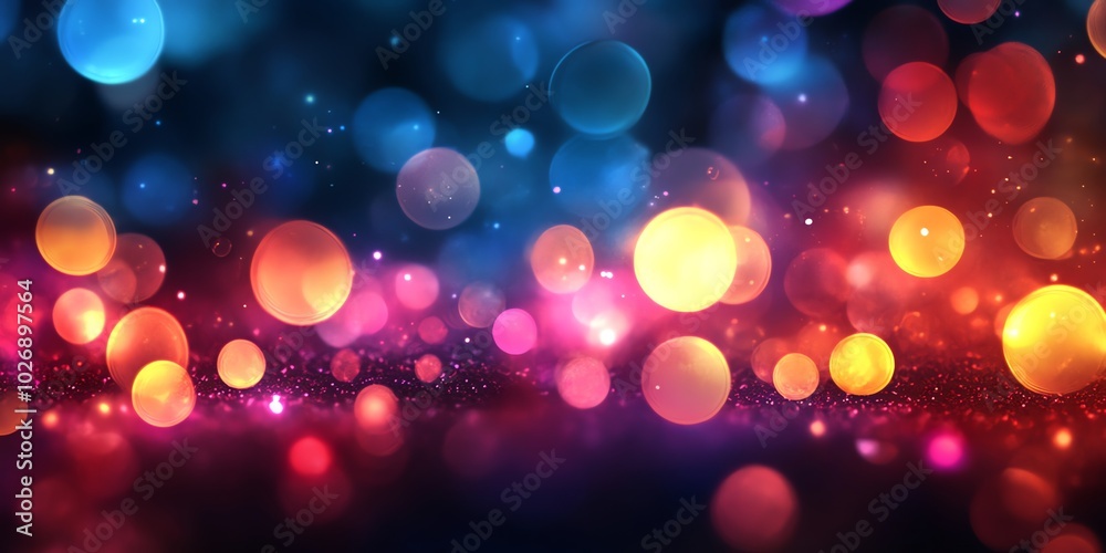 Poster Abstract bokeh background with colorful lights.