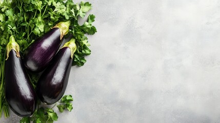 Eggplant on table for text space.