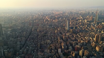Naklejka premium Breathtaking Aerial View of Bustling Metropolis Skyline