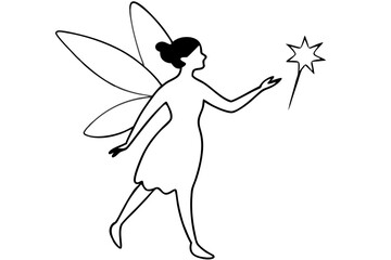 Fairy magic silhouette | vector silhouette illustration on white background