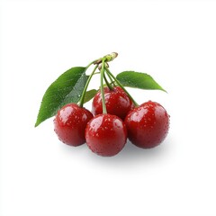 Fresh Cherry Bunch on White Background