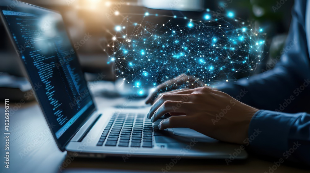 Poster it technician engaged in online network programming and troubleshooting