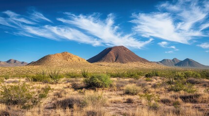 Naklejka premium Vast Mountain Desert Landscape in Texas A Wild West Experience