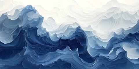 Obraz premium Abstract blue and white mountain range with soft, flowing lines.