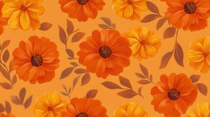 Vibrant Orange Marigold Pattern Background for Dia de Los Muertos Celebrations