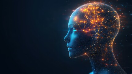 Futuristic Humanoid Head with Distinctive Blue and Yellow Eyes in Side Profile