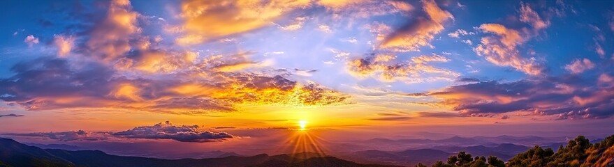 Fototapeta premium Sunset view with clouds background wide background 