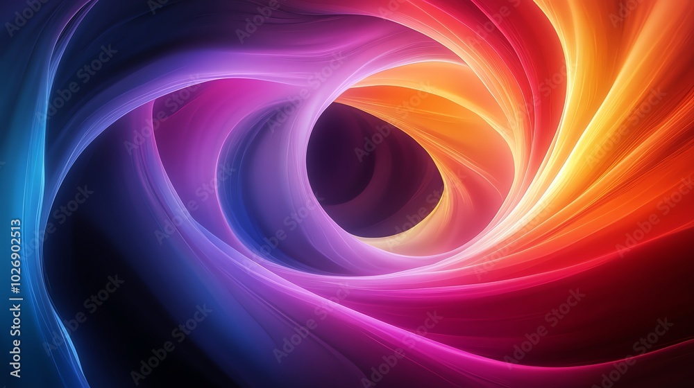 Poster Abstract swirling colorful lines in a circular pattern creating a tunnel effect.