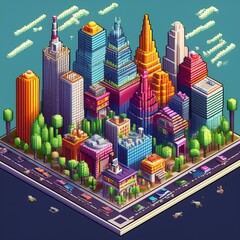 city in the noon, isometric