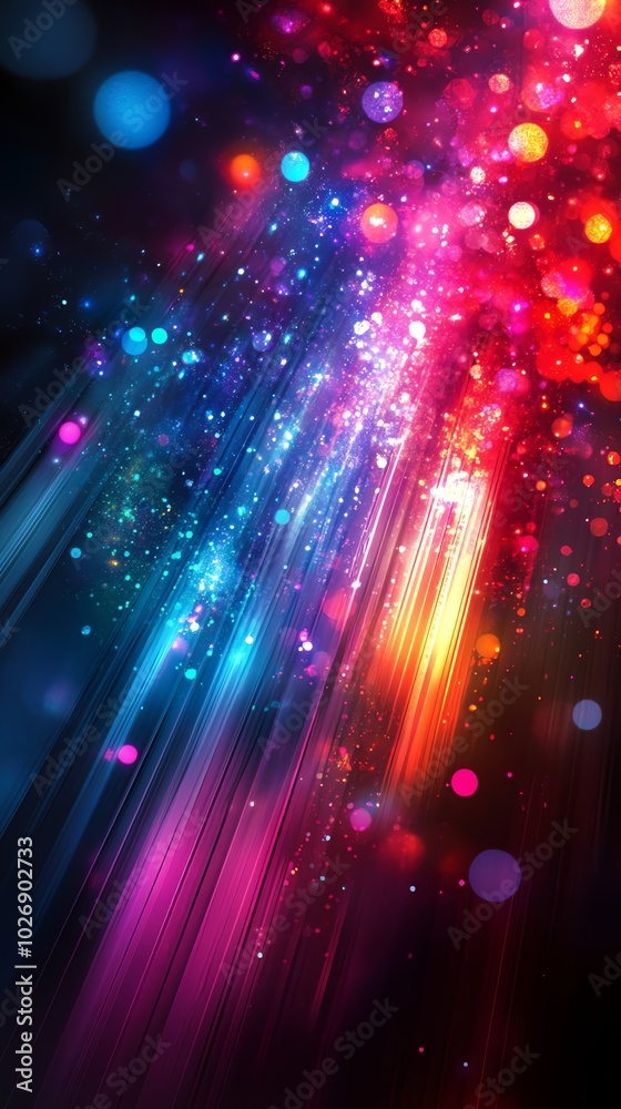 Poster Abstract background with colorful lights and bokeh.