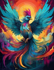 Obraz premium graffiti style phoenix, spray art, splash, colorful, animal