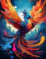 Obraz premium graffiti style blue bird, spray art, splash, colorful, animal